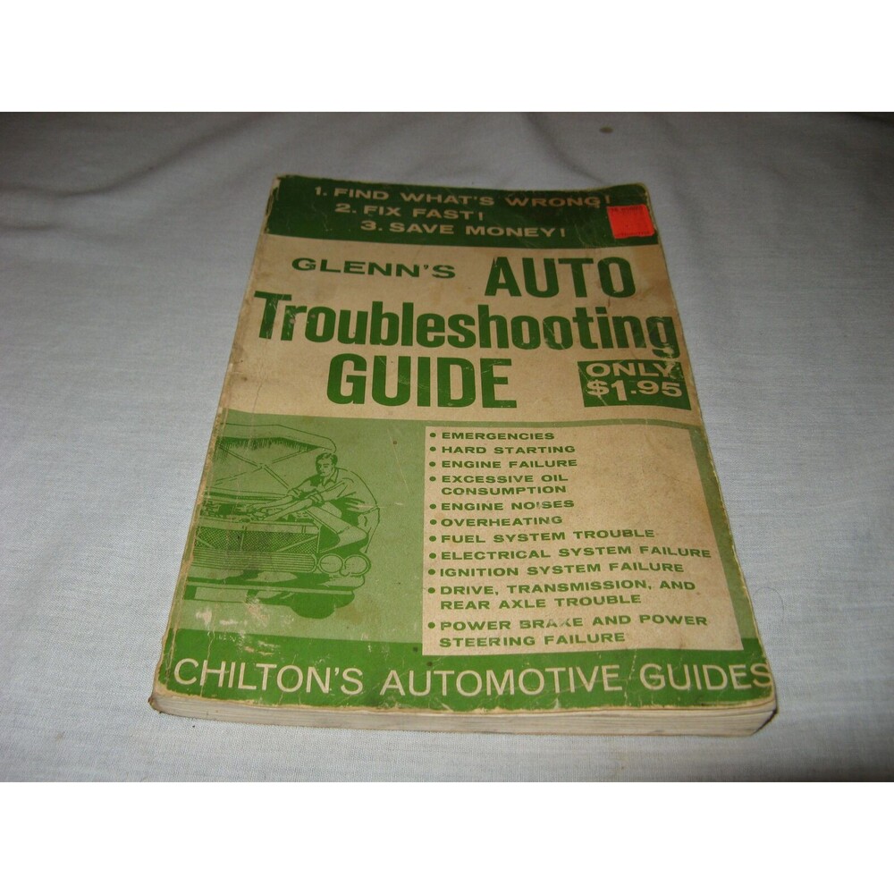 Vintage Glenn's Auto Troubleshooting Guide Book Chilton 1972 Harold T Glenn